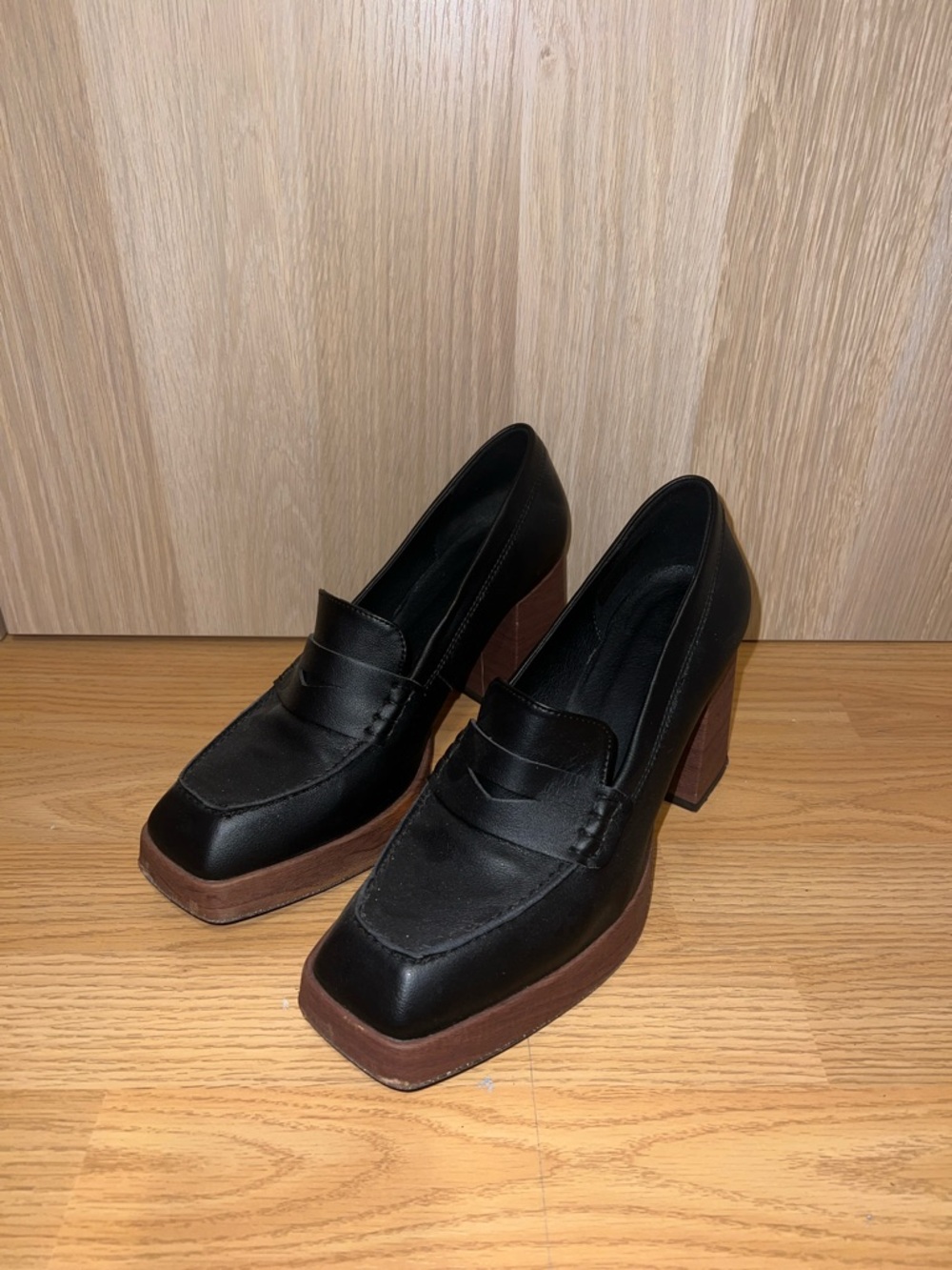 Alohas Black Platform Block Heel Loafers - Women - Picture 2 of 5
